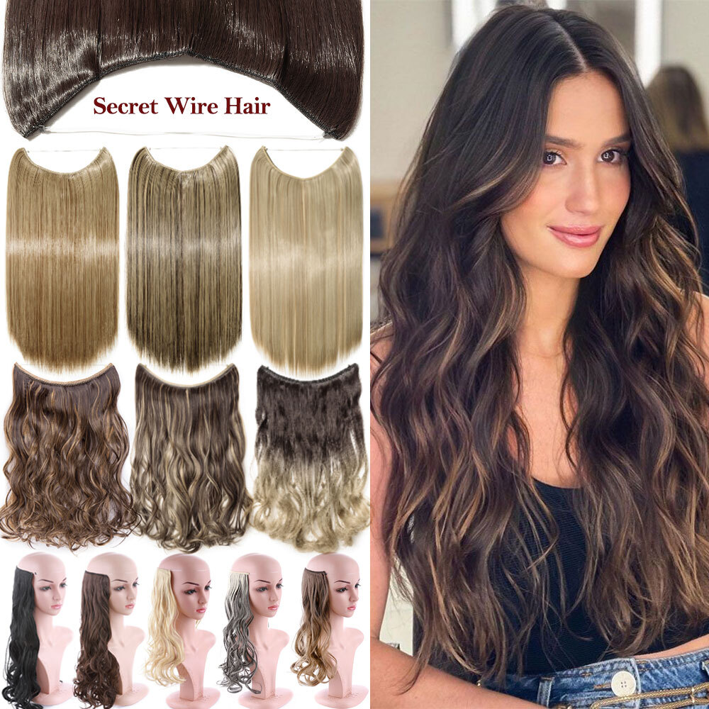 Secret Helos Wire Hair Extensions Invisible Headband Ombre Thick As Human 20/24″