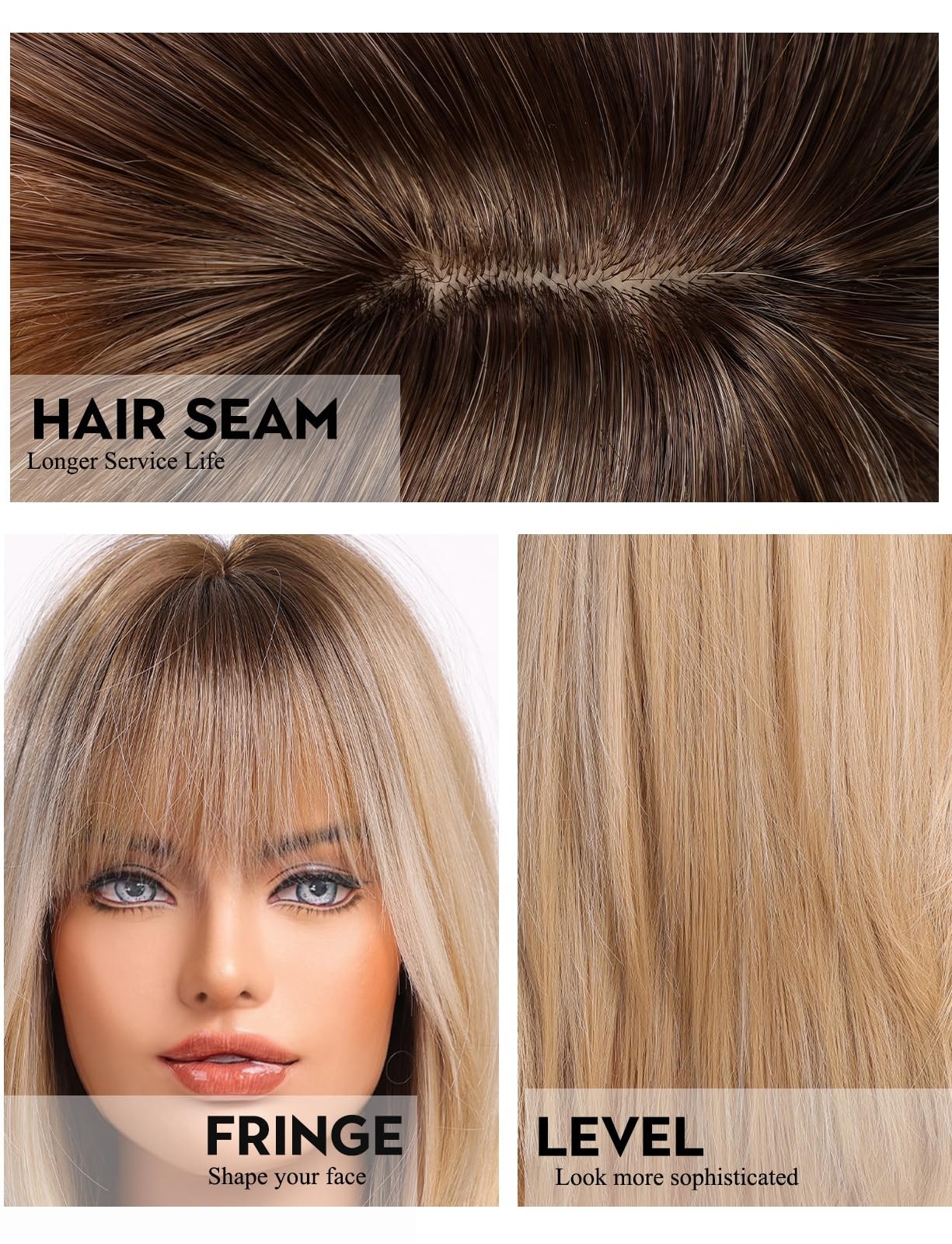 Light Blonde Wigs for Women layered Straight Wig with Bangs Natural Synthetic…