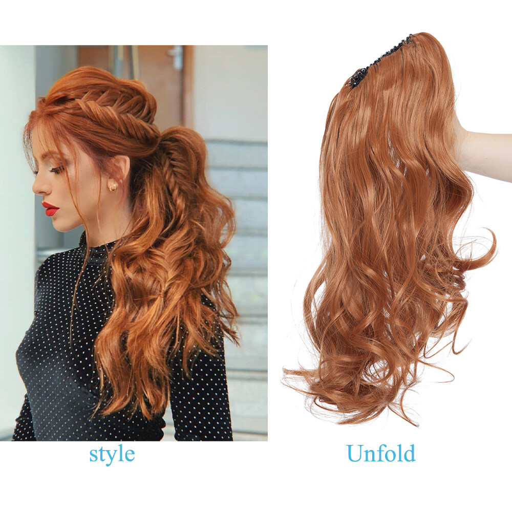 Claw Ponytail Clip In On Pony Tail Hair Extensions Ombre As Human Hair Synthetic