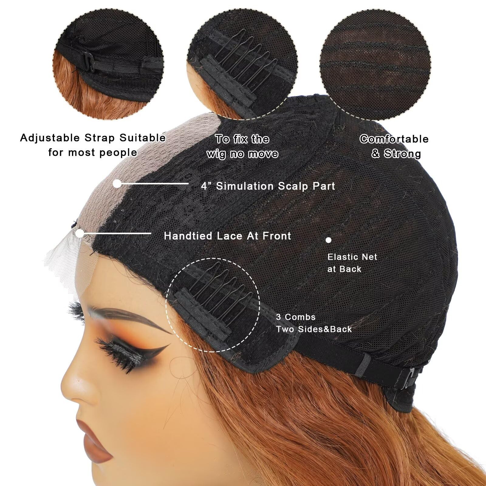 Ombre Brown Wig For Women 28 Inch Long Wavy Synthetic Lace Front Wig 1b/30 Mi…