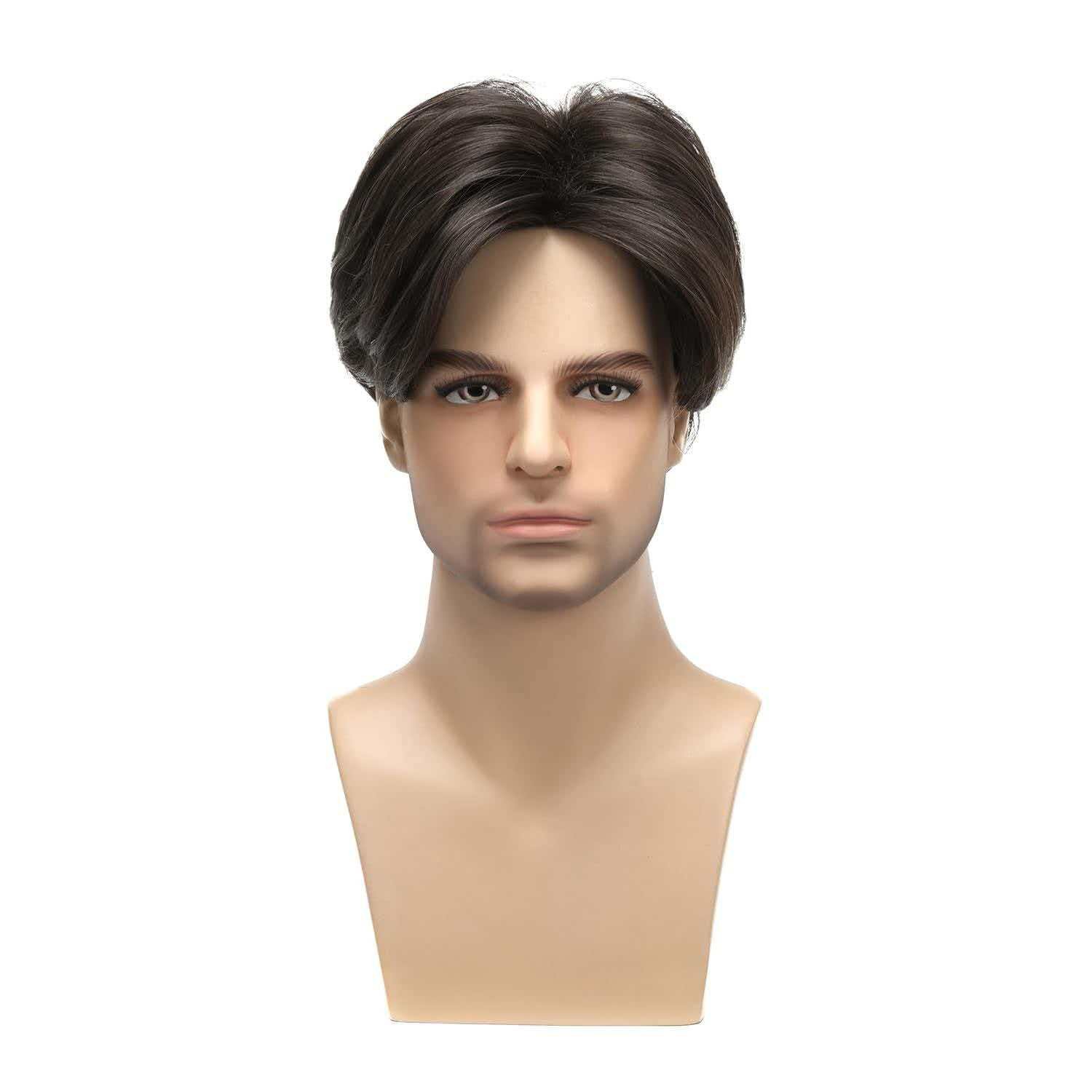 Men’s 6in Short Brown Wig Full Cosplay Synthetic Heat Resistant Halloween Party