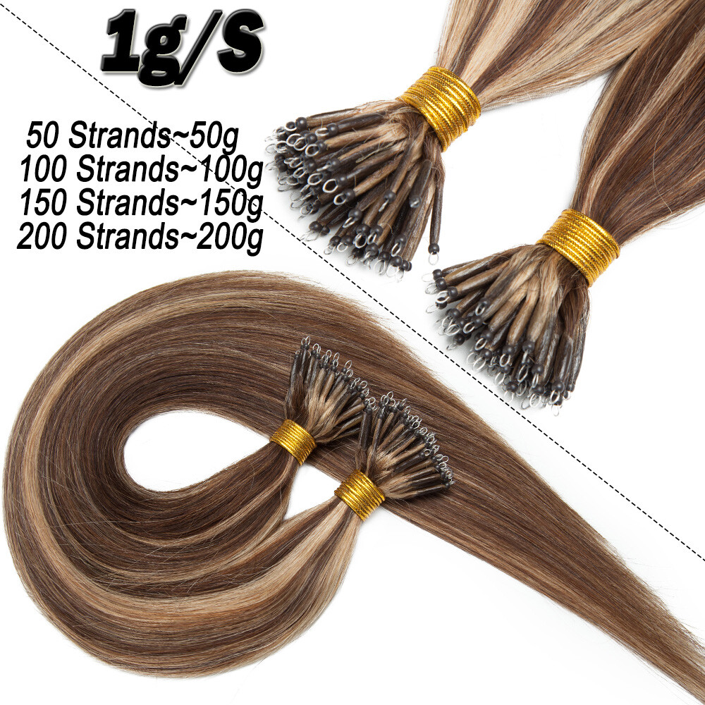 1G THICK Nano Ring 100% Remy Human Hair Extensions Nano Bead Microlink Highlight