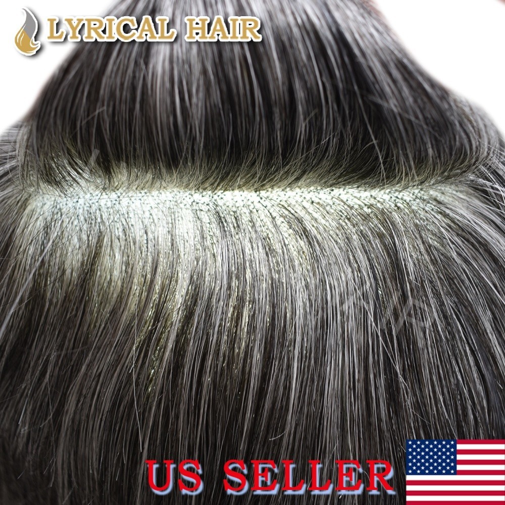 LyricalHair Men’s Toupee French Lace Front PU Skin Human Hair Replacement System