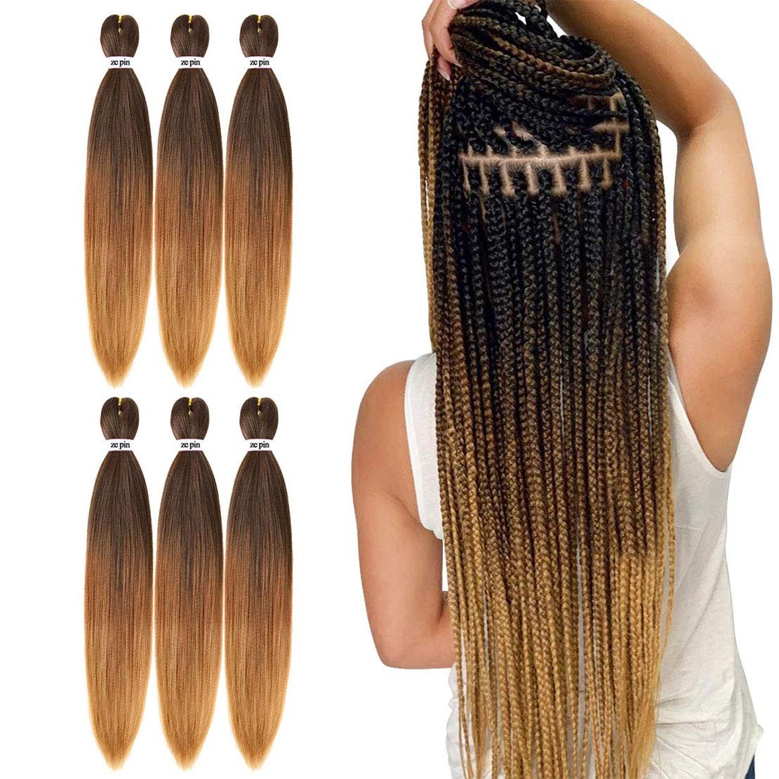 Pre Stretched Braiding Hair 22 Inch 6 Packs Professional Soft Yaki braiding H…