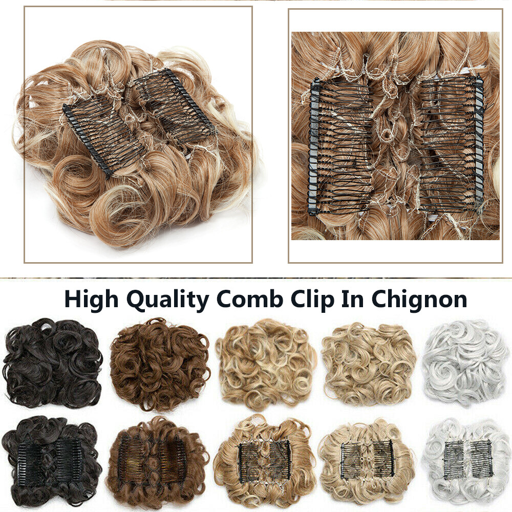 Bun Scrunchie Hair Extensions Updo Hairpiece For Woman Comb Clip in Chignon Wave