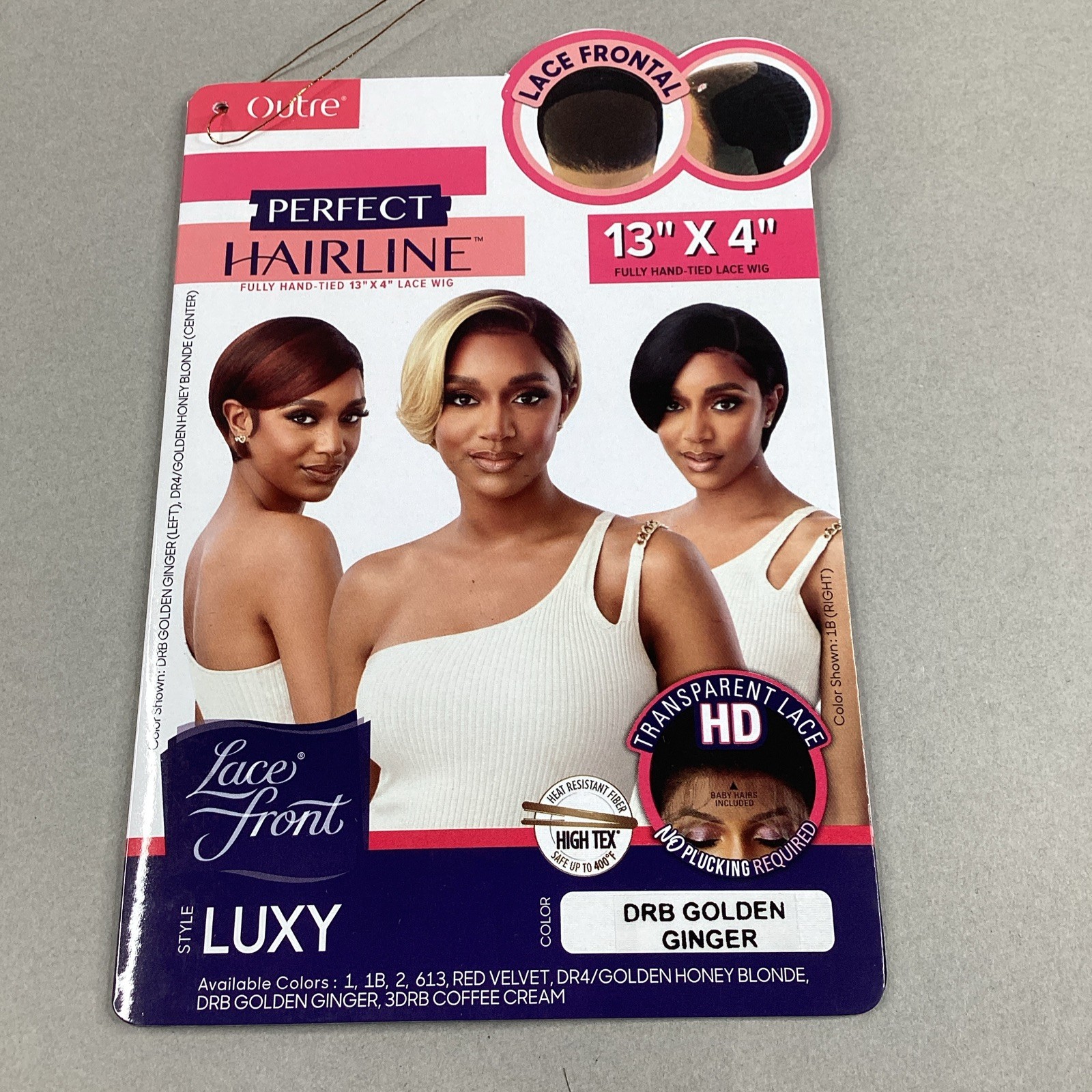 Perfect Hairline Luxy Short Straight #DRB Golden Ginger Synthetic Lace Wig