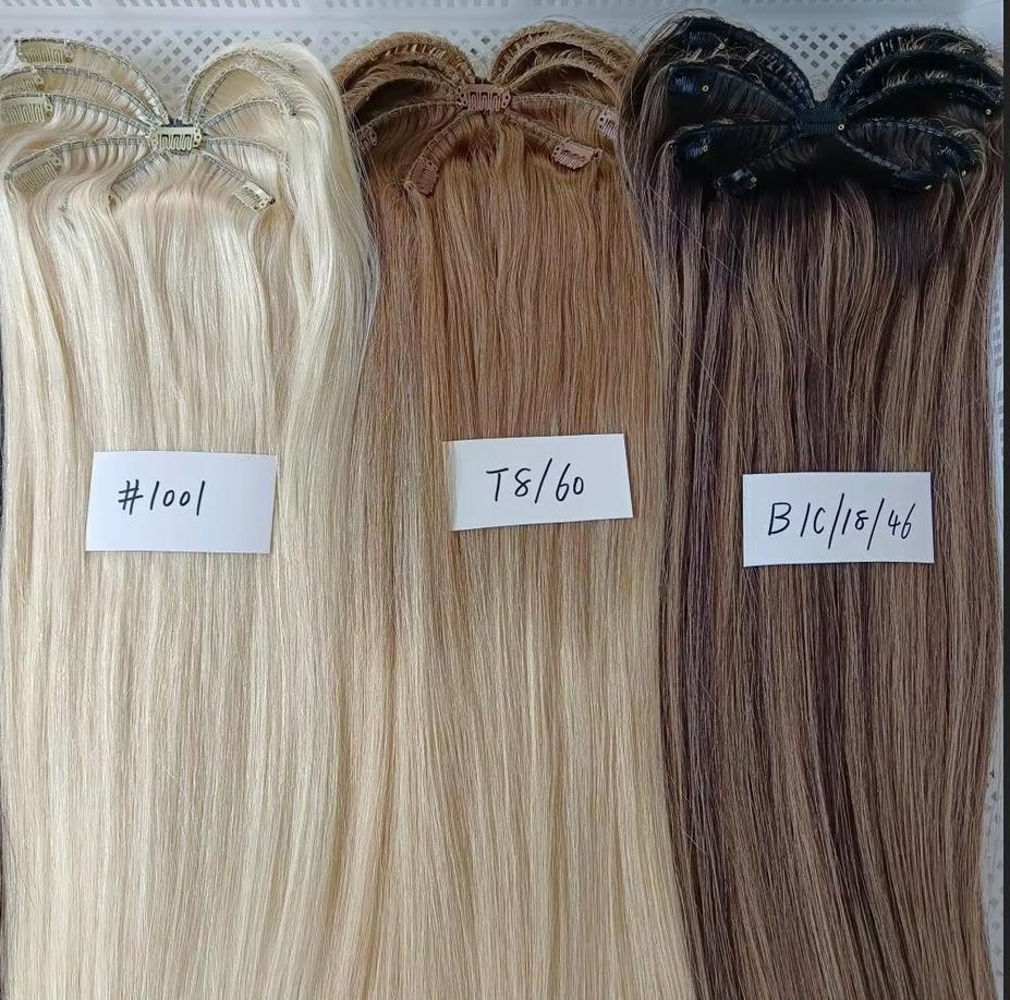 Wavy Hair Invisible Octopus Clips inRemy Human Handtied Butterfly Wefts Topper