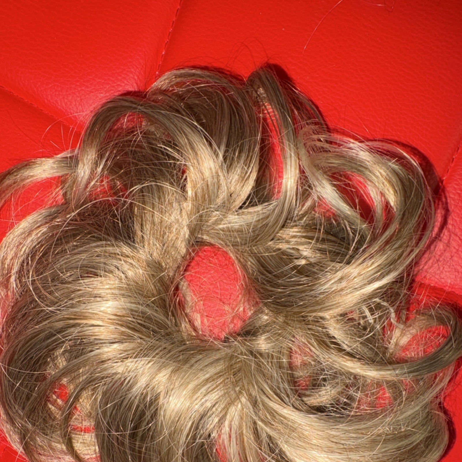 Medium Blond Wavy Hairpiece Scrunchy for Women Natural Look Bun Hair Style