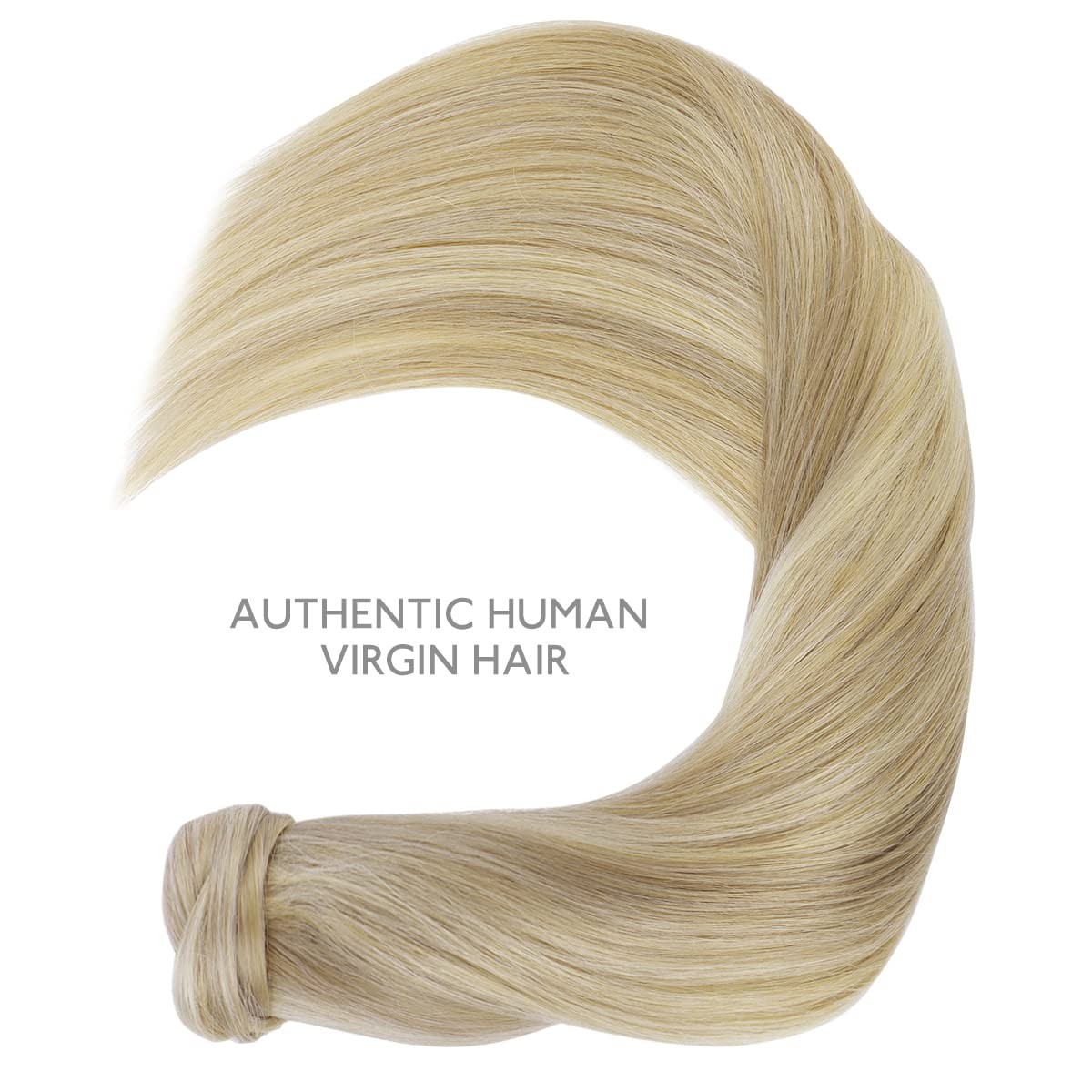 WENNALIFE 16″ 80g Remy Human Hair Ponytail Extension Light Golden Blonde Highlig