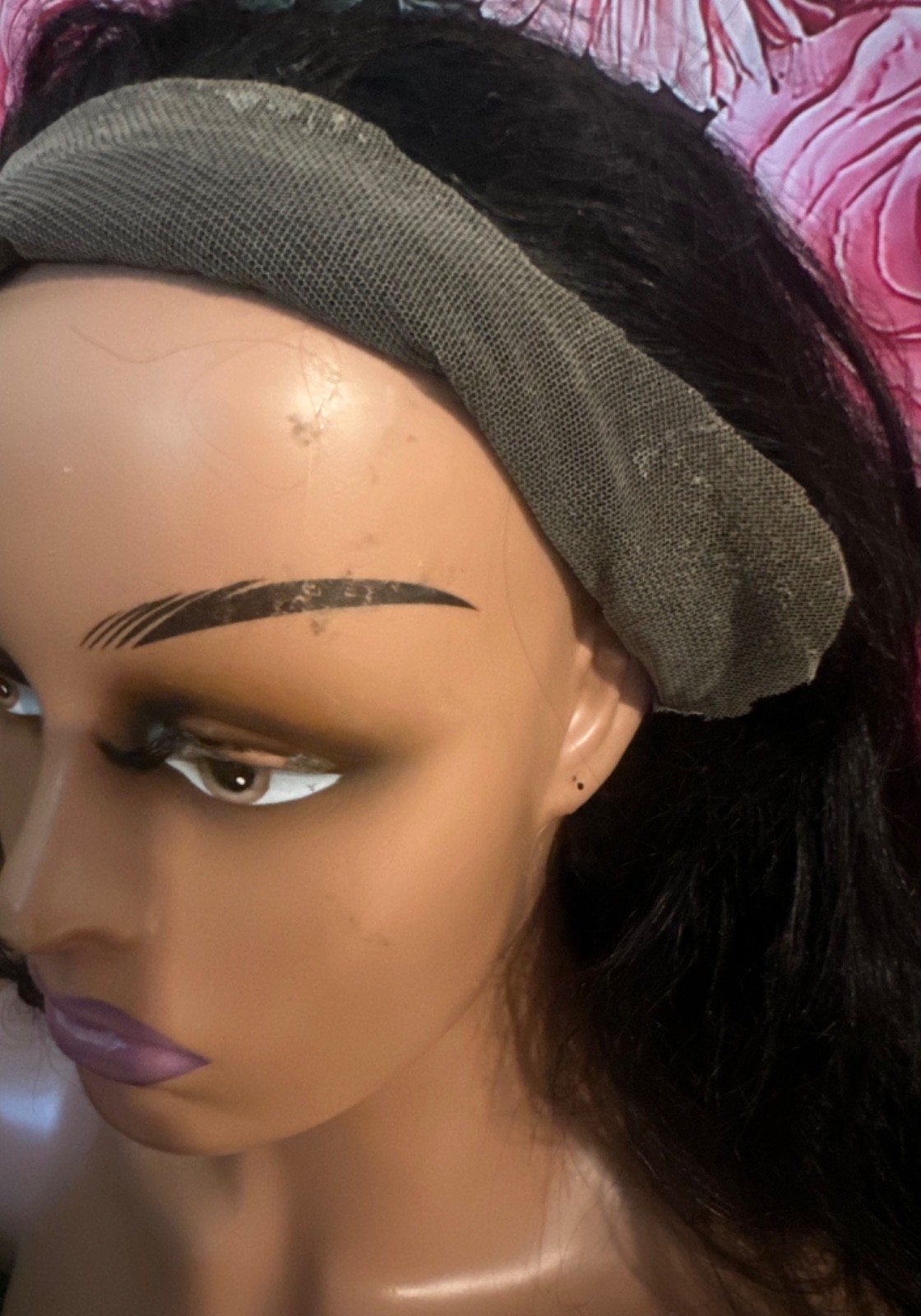 Dark Long Lace Front Wig Human Hair Blend Lace