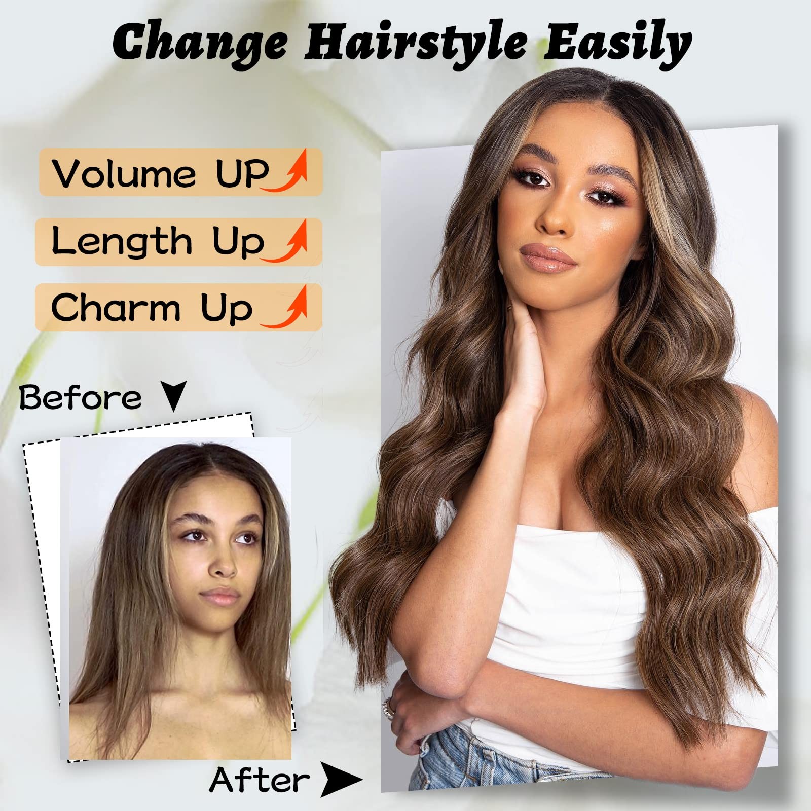 Long Wavy Wigs for Women Nature Black Middle Part Wig Synthetic Heat Resistan…