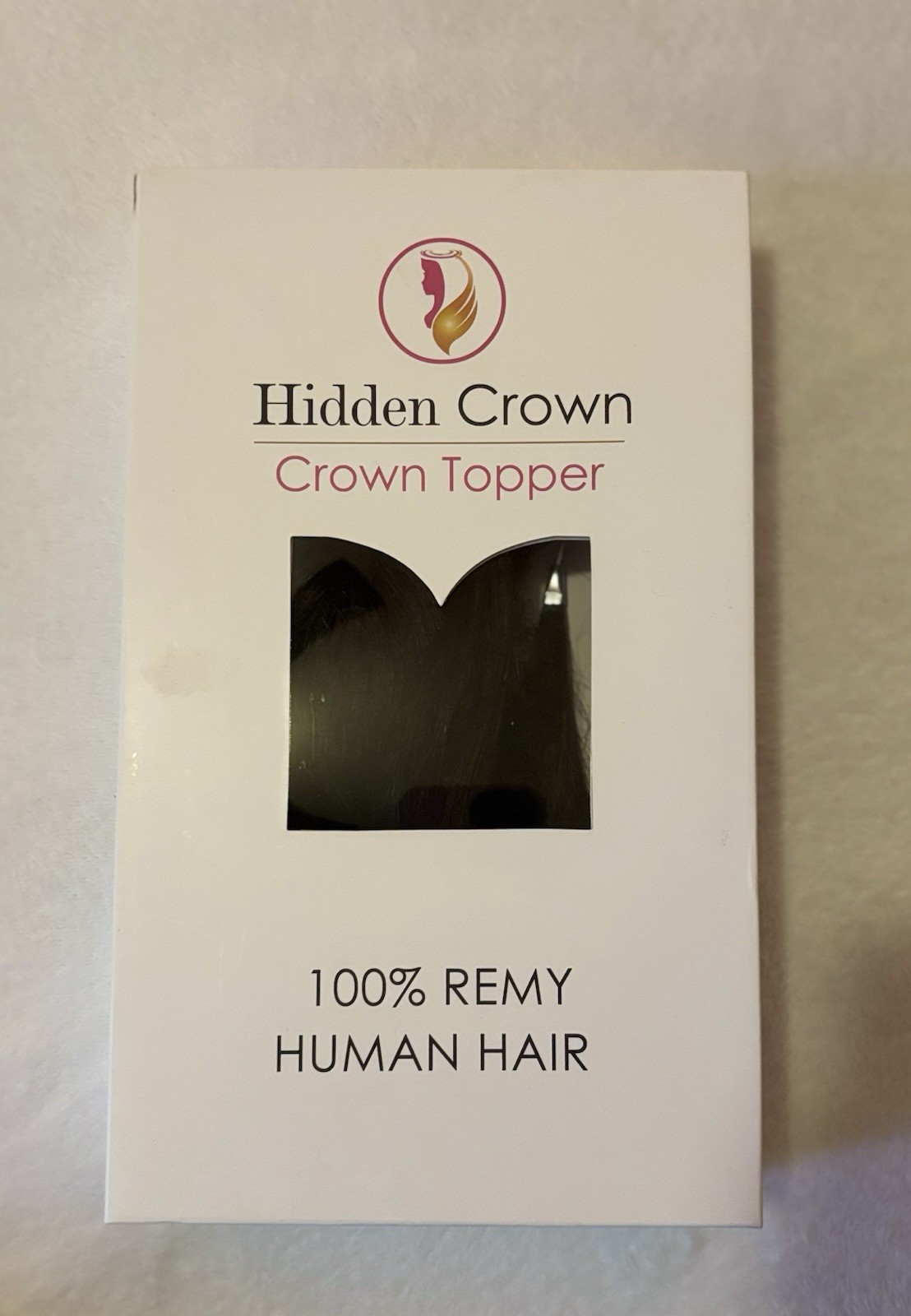 Hidden Crown Remy Human Hair Topper Off Black Clip-In Long Straight Free-Part