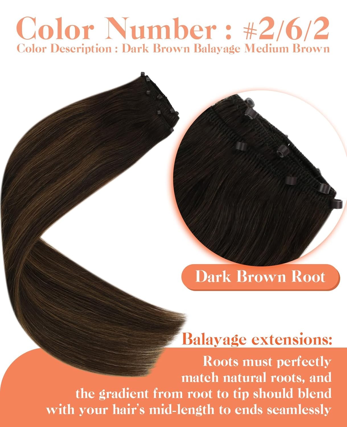 Sunny Hair BEADED 18in Dark-Medium Brown Hair Extensions – MB_2-2-6_18_50G4