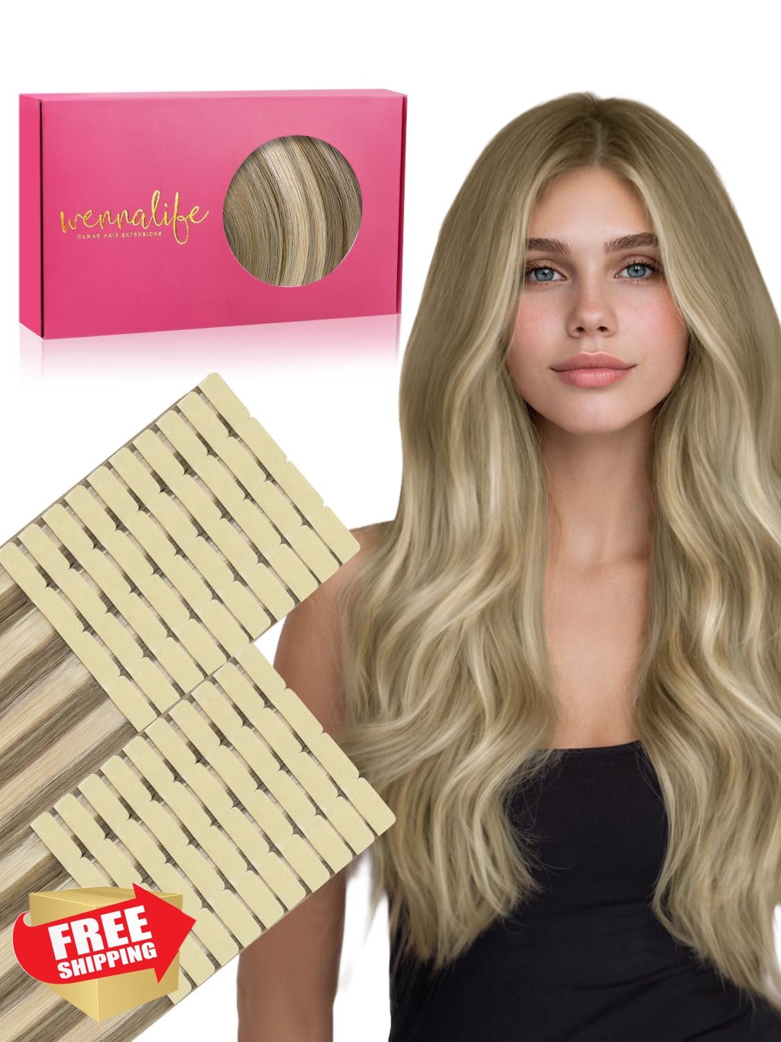 Wennalife 8cm Tape Hair Ash Brown/Platinum Blonde 16 Inch