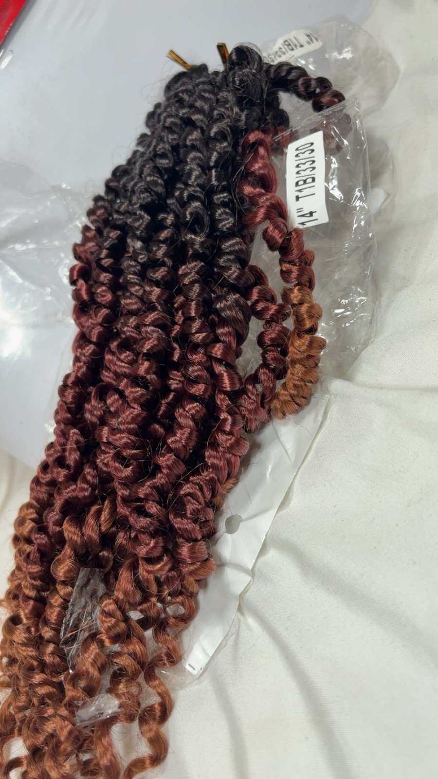 14” Spring Twist Crochet Hair Extensions T1B/33/30 Ombre Auburn Burgundy