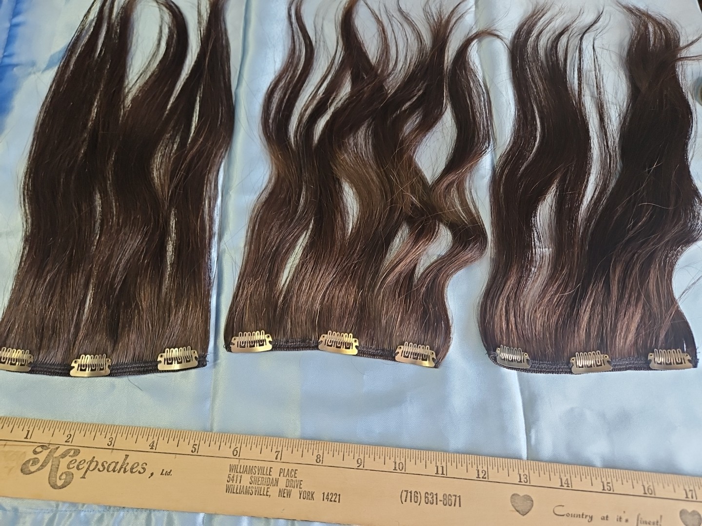 Remy Human Hair Filler Extensions Hair clips, full Set Of 12 Drk Brunette