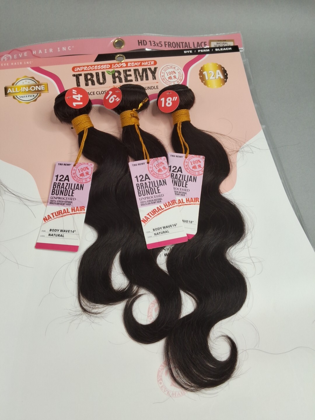 14″ 16″ 18″ Body Bundles And HD Frontal Unprocessed Human Hair Natural Black