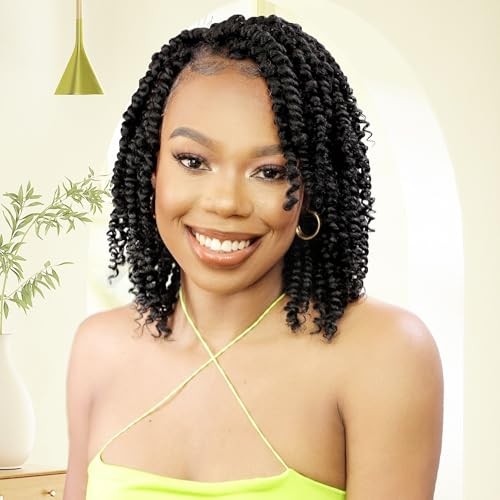 Passion Twist Hair 8 Inch 8 Packs, Pre Twisted Passion 8 Inch (Pack of 8) 1B#