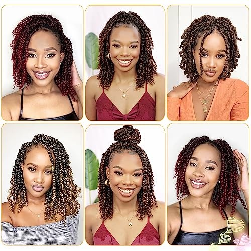 Passion Twist Hair 8 Inch 8 Packs, Pre Twisted Passion 8 Inch (Pack of 8) 1B#