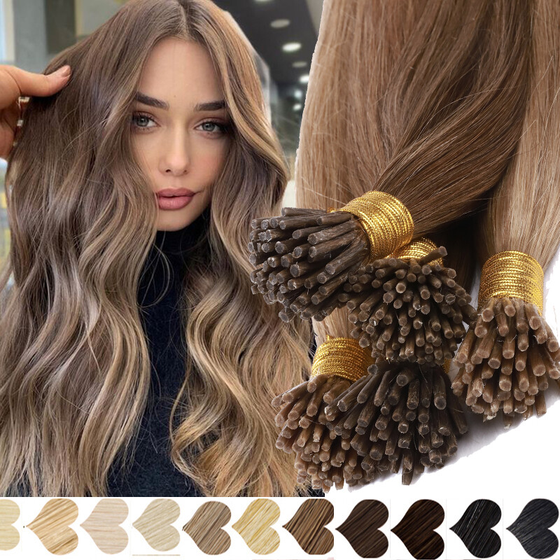 100% Remy Human Hair Extensions Micro Ring NANO Pre Bonded Stick Tip I Tip BROWN