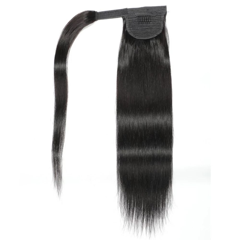 Wrap Around Clip In Ponytail 100 Human Hair Deep Wave Straight