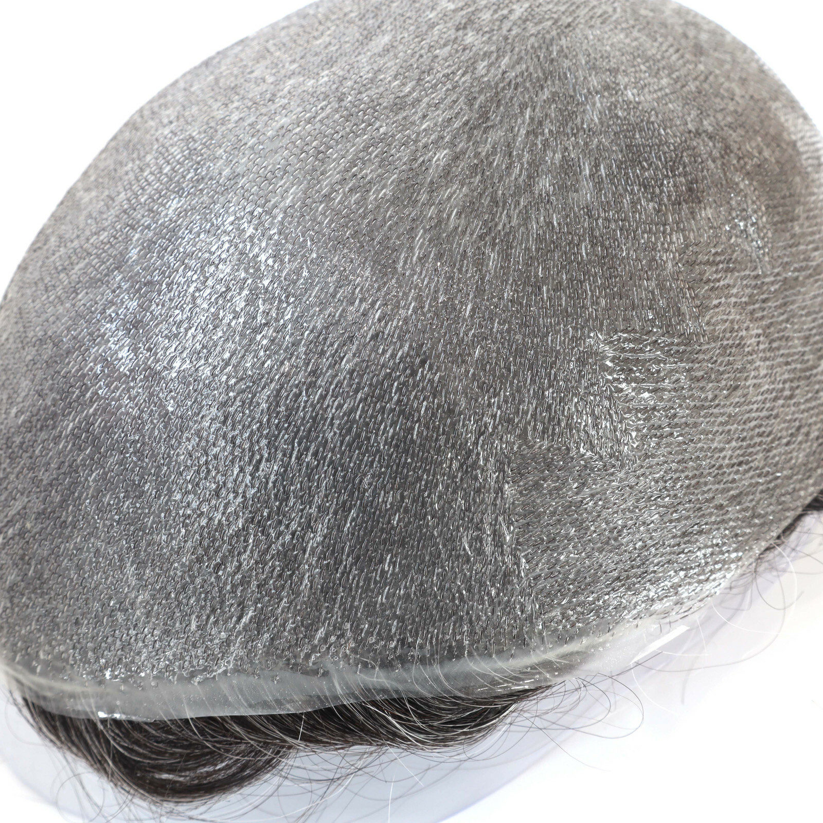 Mens Super Thin Skin V-loop Natural Human Hair Replacement System Toupee #1B10
