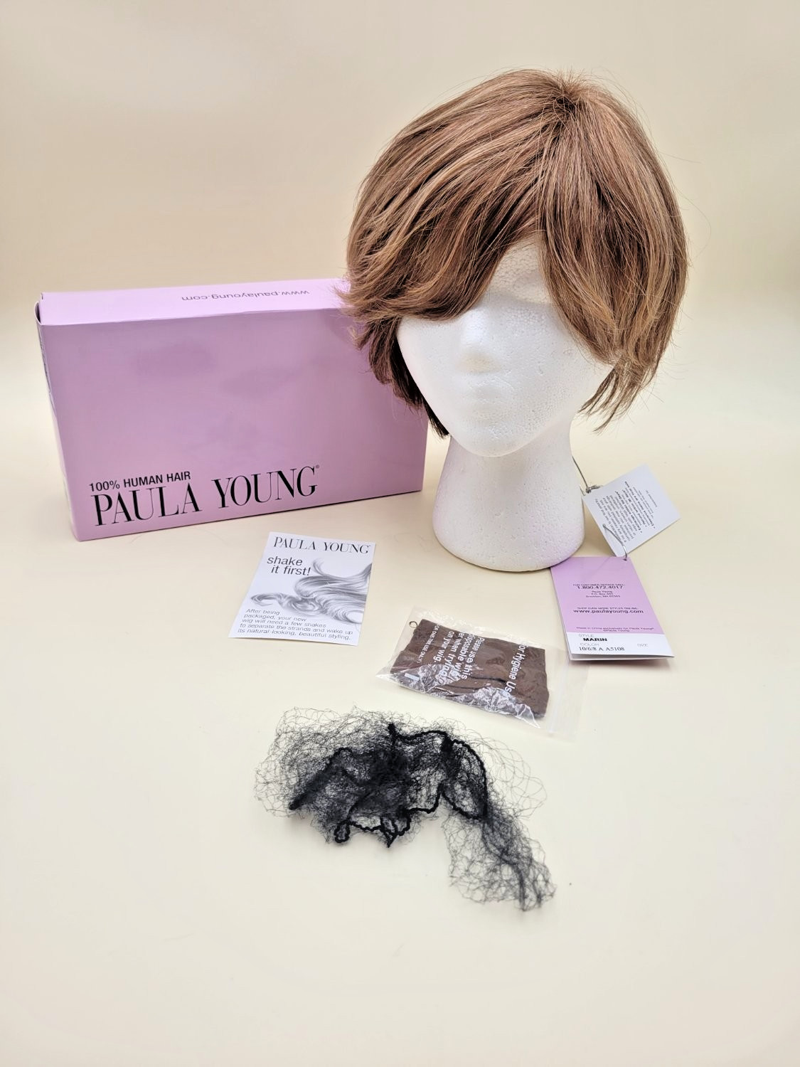 Paula Young Marin 100% Human Hair Wig 10/6/8 A Light Brown Highlights Average
