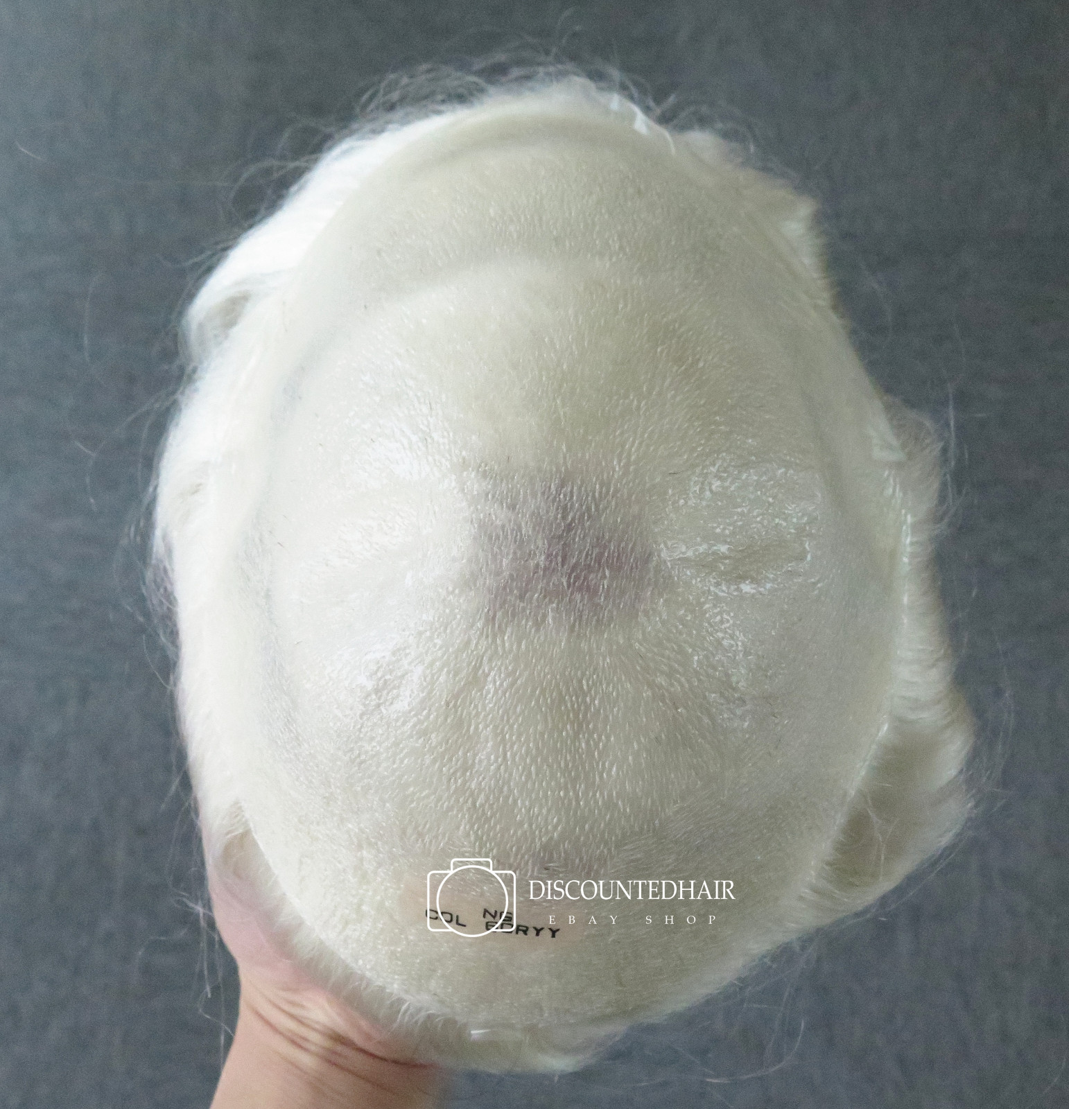 Mens Human Hair Replacement System V-looped Toupee Ultra Thin Skin GreyHair 60RY