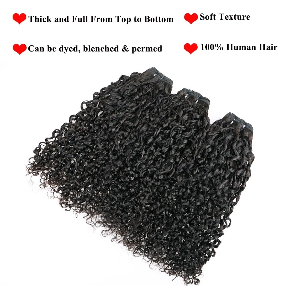 16A Double Weft 14″ Curly Human Hair Bundles – 100% Unprocessed Virgin Hair, Nat