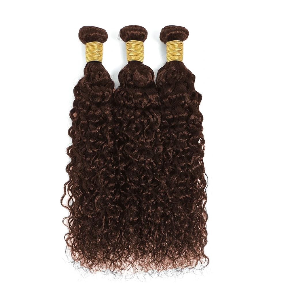 Raivide Dark Brown Bundle Color 4 Water Wave Human Hair Bundles 32 32 32 Inch