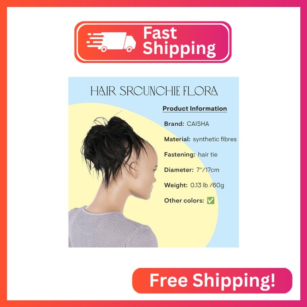 CAISHA XXL Hairpiece Scrunchie Updo Voluminous Slightly Wavy Messy Bun Brown Bla