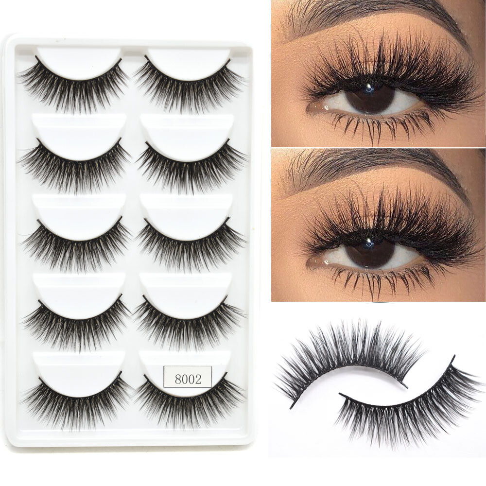 FM 3D Mink Eyelashes Fluffy Volume Natural Long Thick False Eye Lashes 5 Pairs