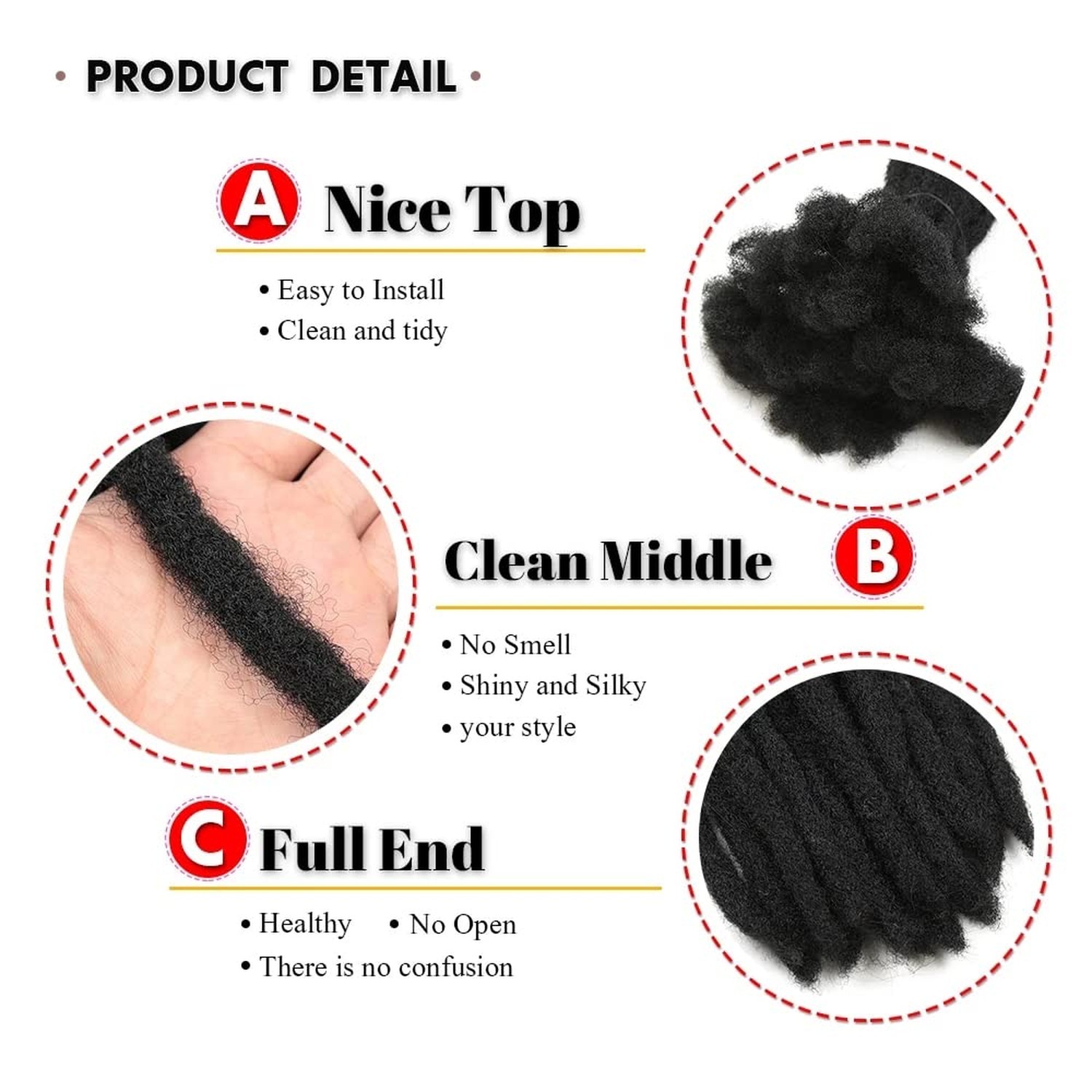 6 inch 20 Strands Loc Extensions Real Human Hair for Women/men Can … Fast Ship
