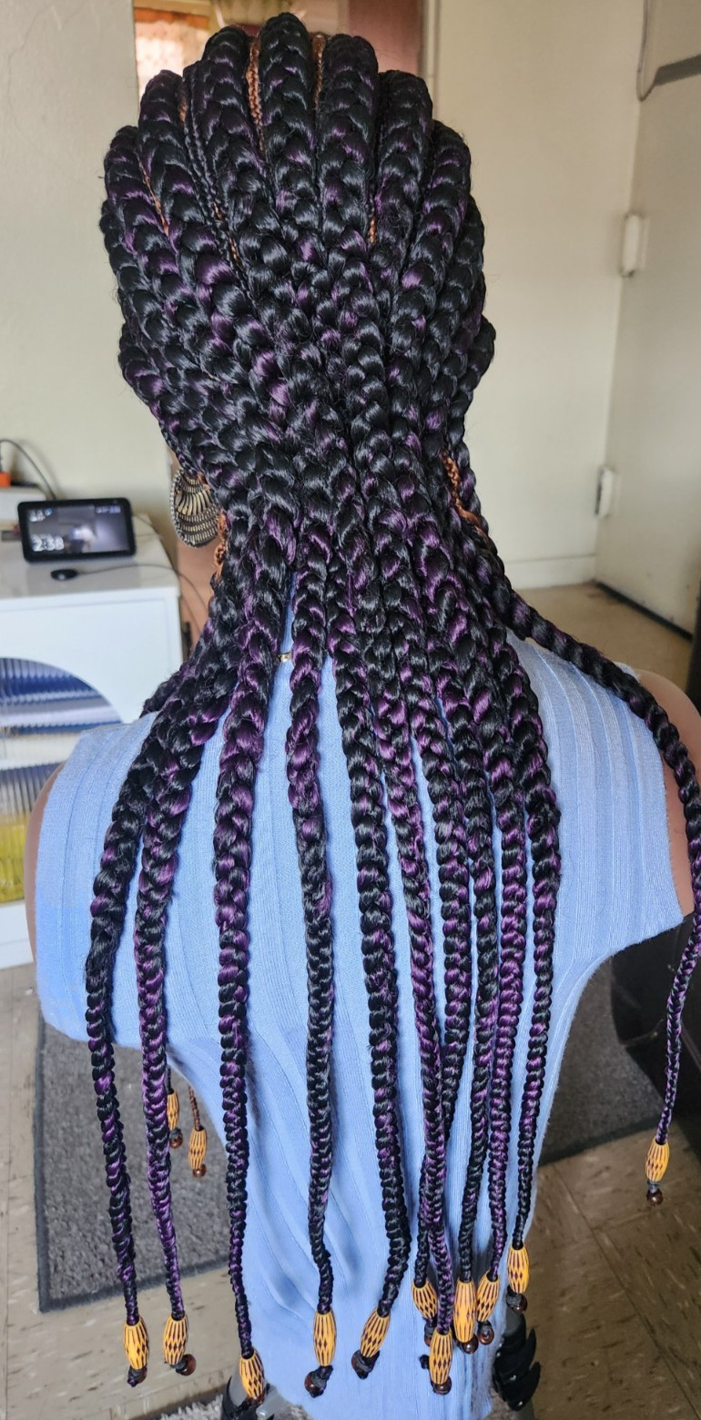 handmade Ghana banana cornrows wig All back down 1B mix dark purple/Dark brown