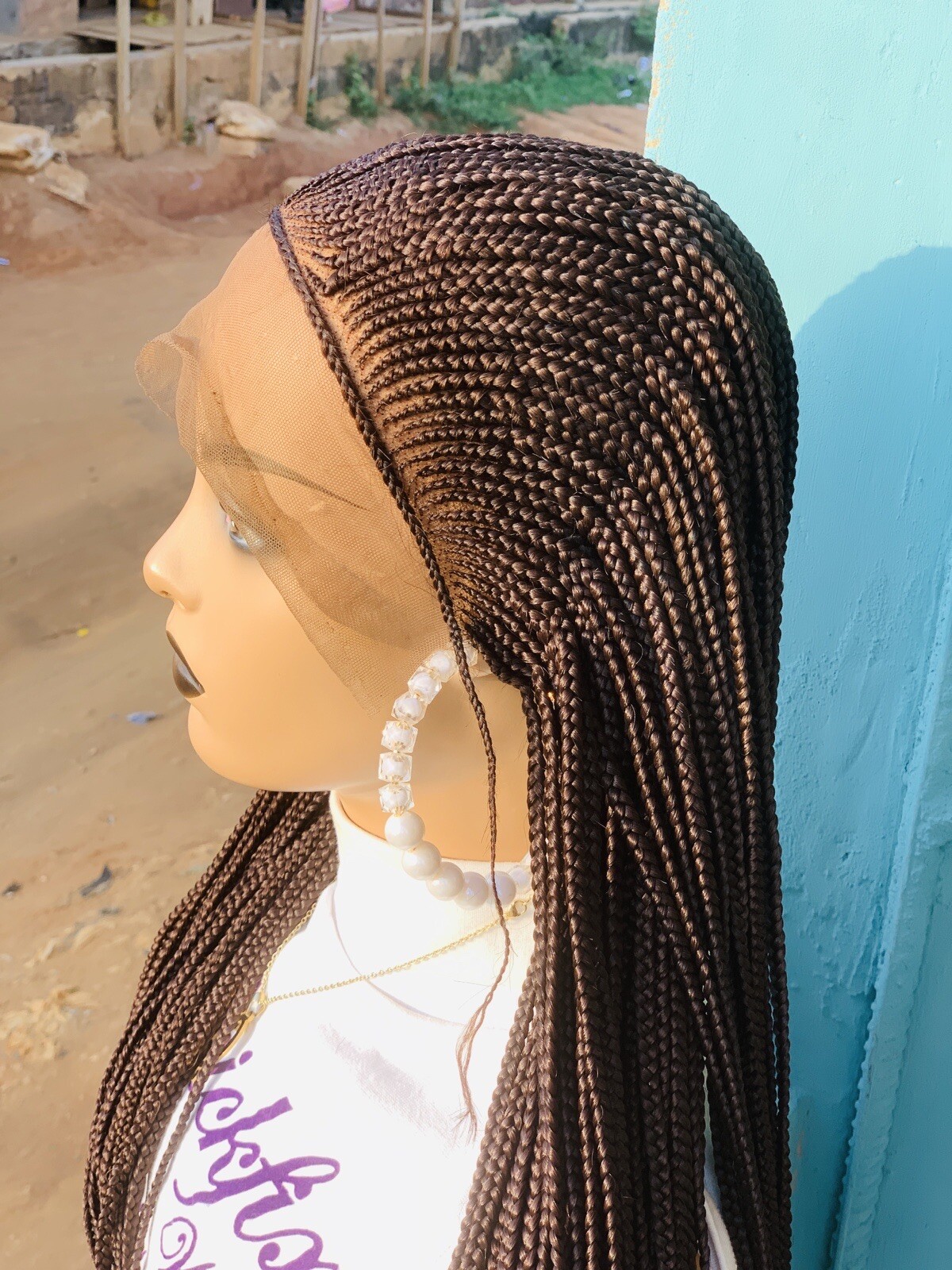 Braided Wig For Black Women, Cornrow Braids On Full Lace Wig, Synthetic Hair