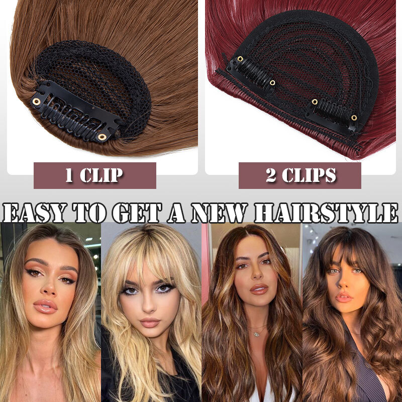 US Neat Fringe Bangs Hairpiece Clip in Short Real Natural False Hair Extensions