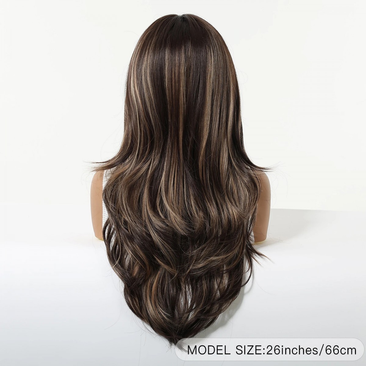 Long Wavy Mixed Brown blonde Synthetic Hair Cosplay Wig With Bangs