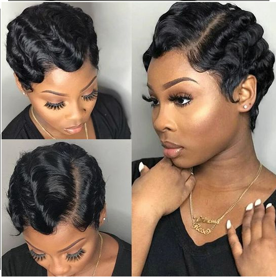 No Lace Short Pixie Cut Wig Brazilian Human Hair Wigs Wave Soft Natural Wig US
