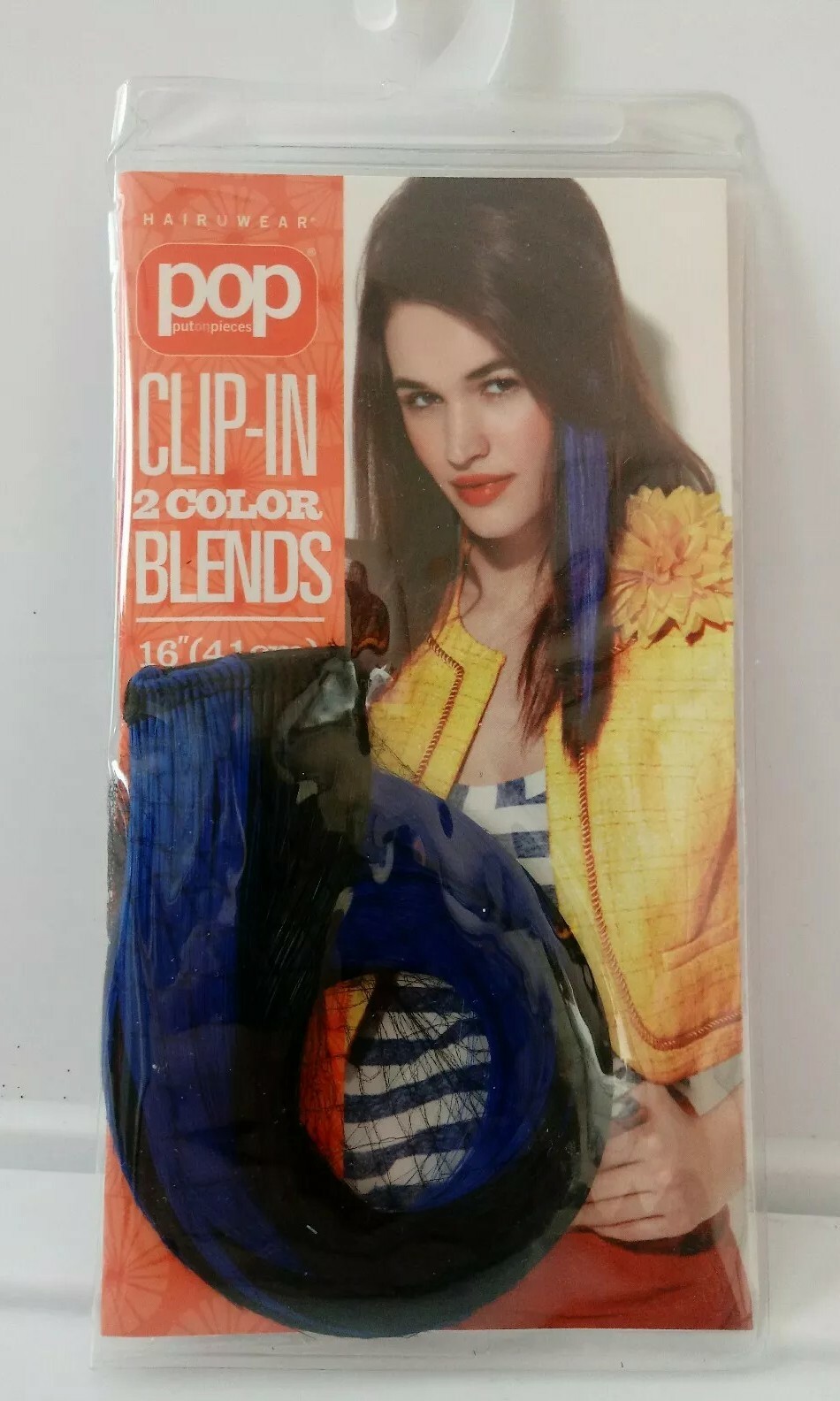 Clip In 2 Color Blends by POP Blue/Black 16″ Hair Extension 16″ Fine Human Hair