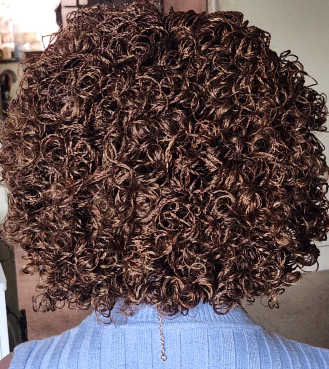 Handmade braided Senegalese twist curly wig Brown