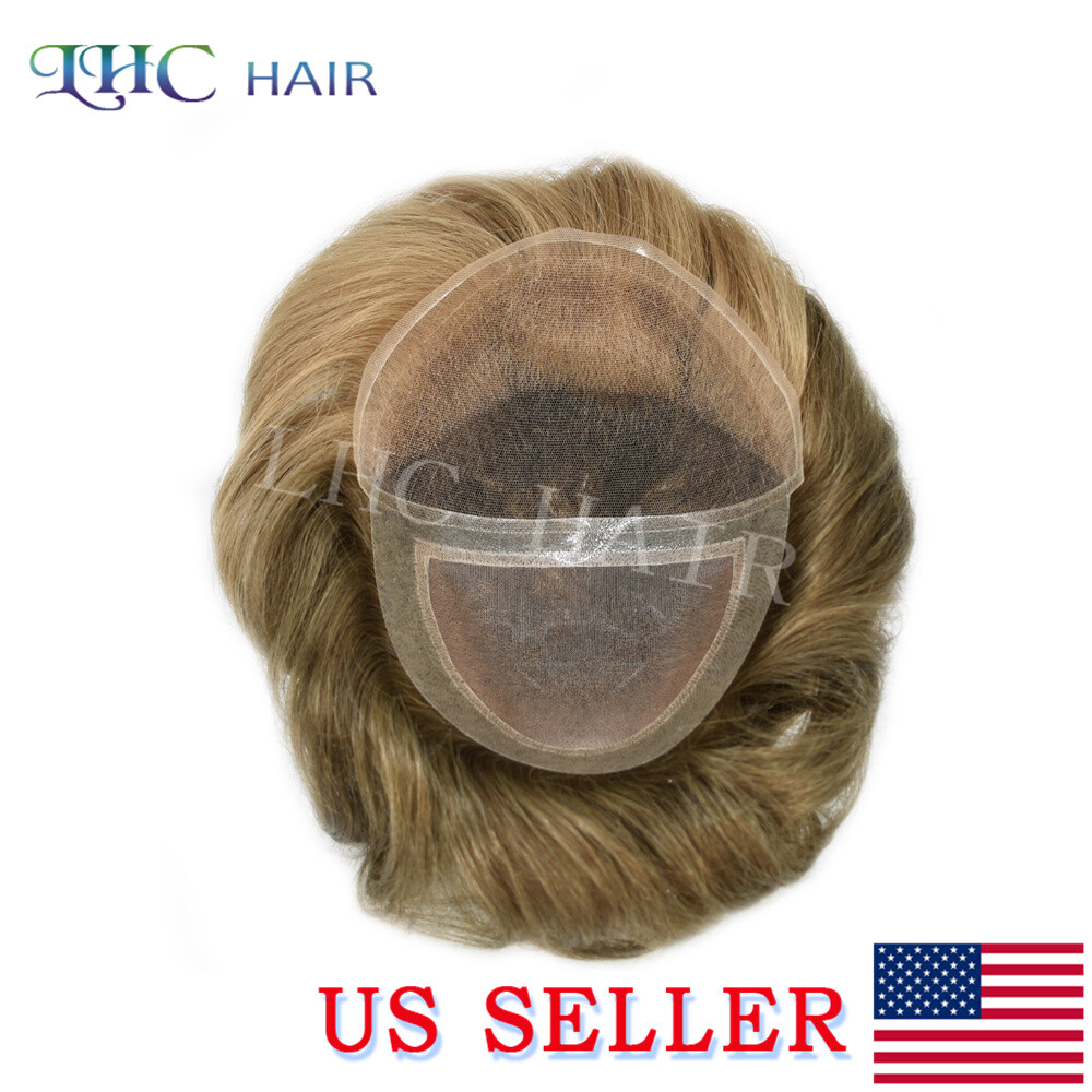 Lace Front Mens Toupee Human Hair System Natural Hairline Brown Blonde Hairpiece