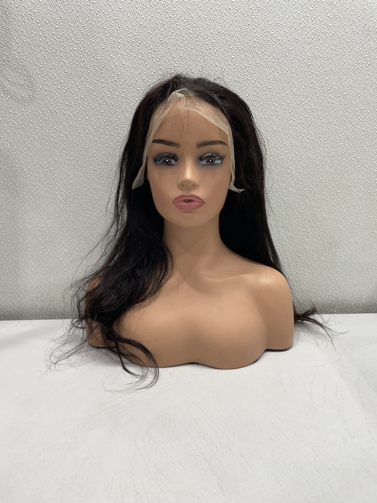 Natural Black Straight Human Hair Blend 13X4 Lace Front 180% Density Wig, 18″
