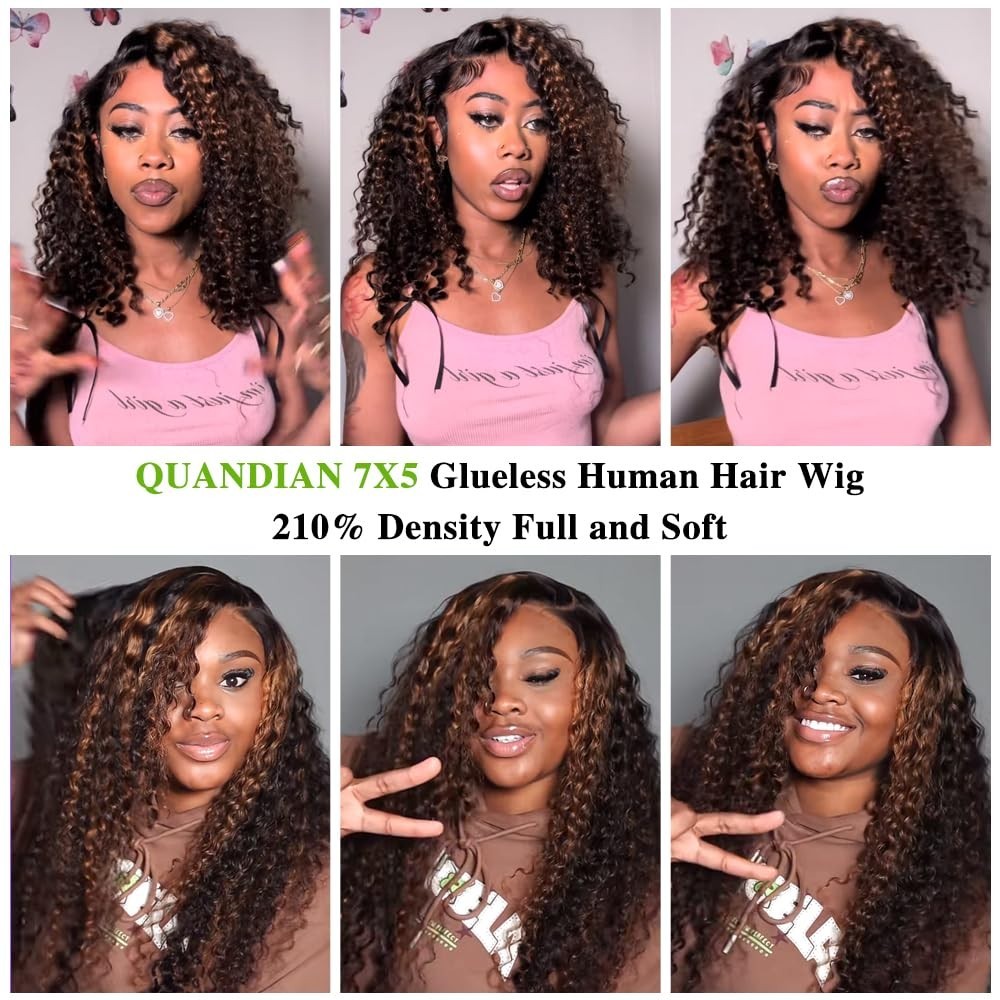 26 Inch Ombre Lace Front Wig – Glueless Human Hair, Pre-Plucked, Deep Wave, 210