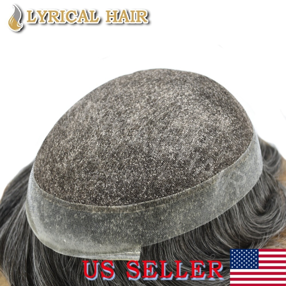 LyricalHair Men’s Toupee French Lace Front PU Skin Human Hair Replacement System