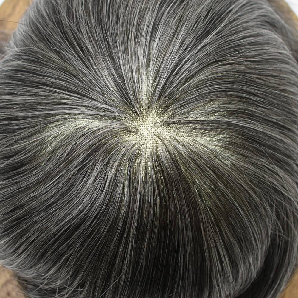 SWISS LACE Hairpiece Poly Pu Skin Around Hair System Mens Toupee For Men