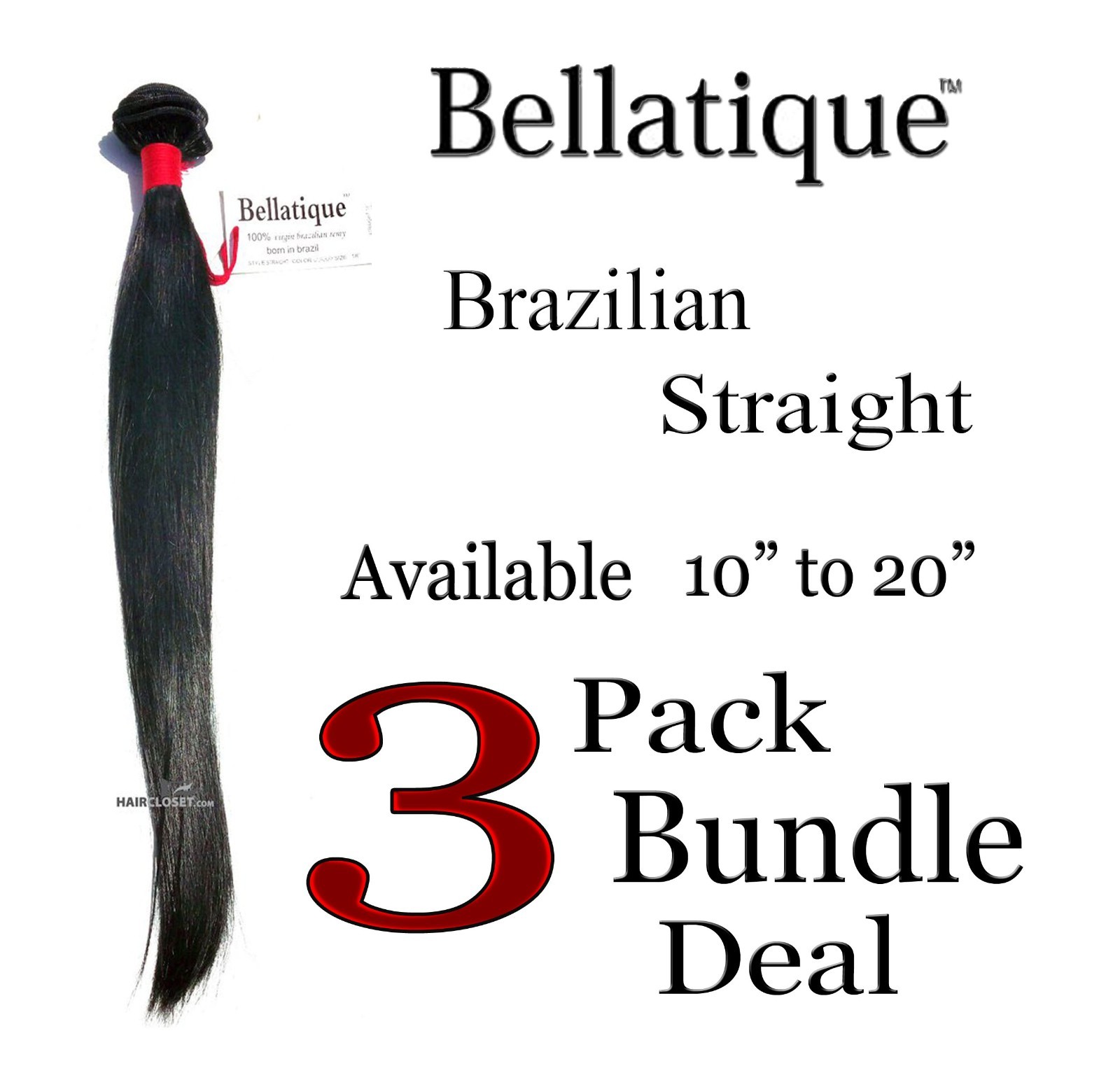 Bellatique Brazilian STRAIGHT Hair 3 Pack Bundle