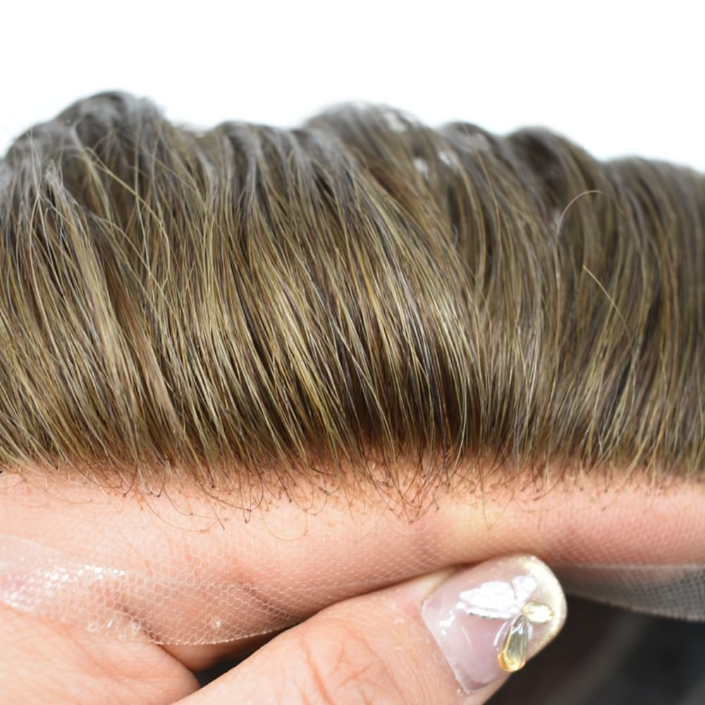 Men Toupee Hairpiece Full French LACE Basement Wig Human Hair Replacement System