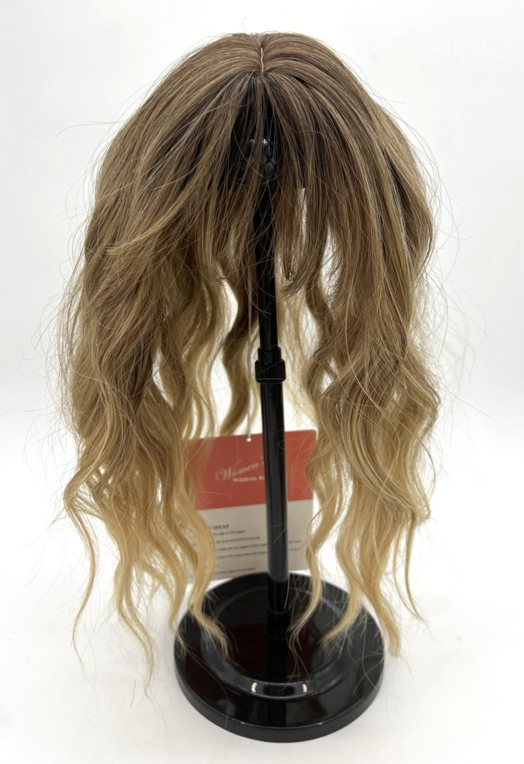 Ombre Light Brown to Blonde Dark Roots Short Wavy 14in Women Hair Topper