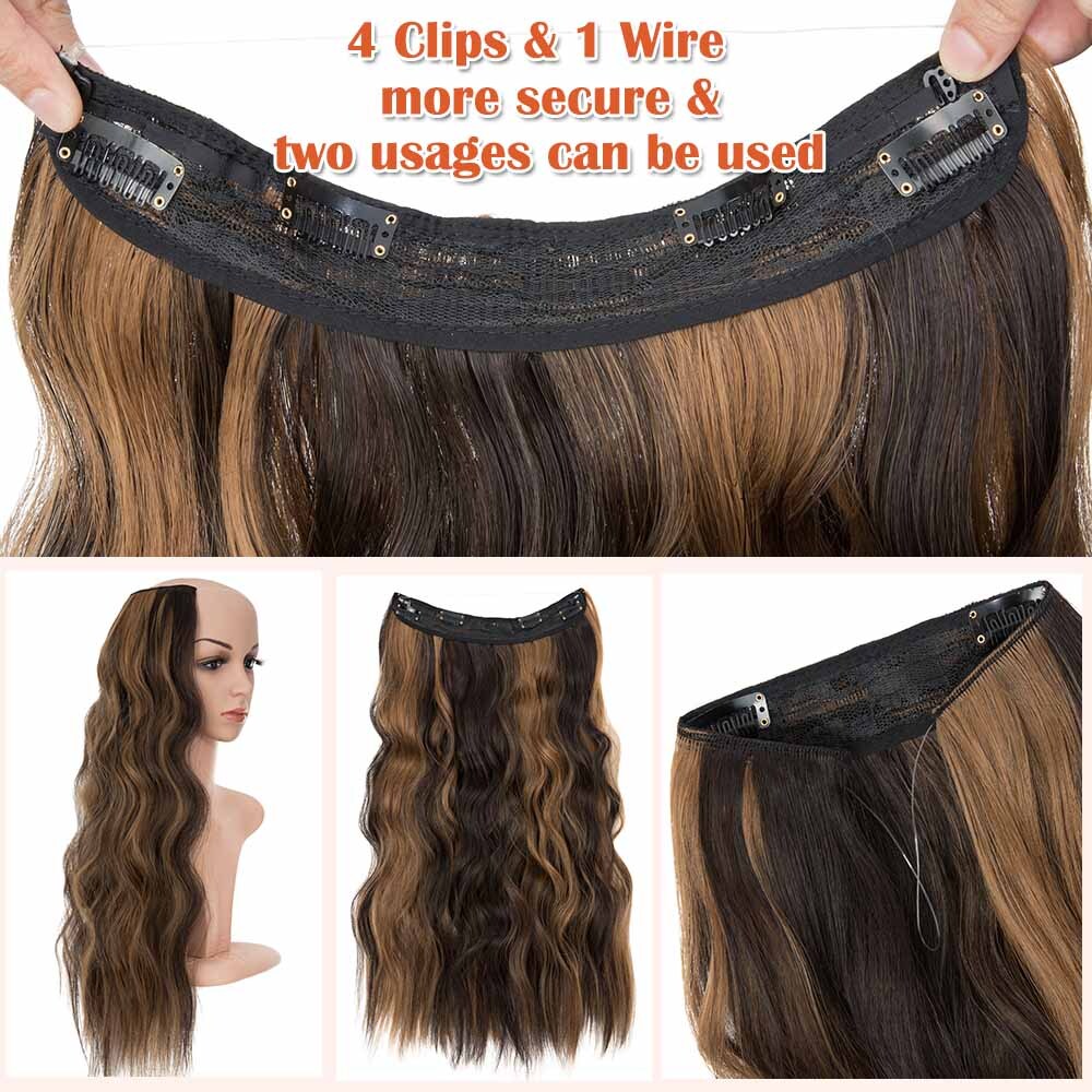 100% Real Natural as Human Wire Clip in Hair Extensions Invisible One Piece Wavy