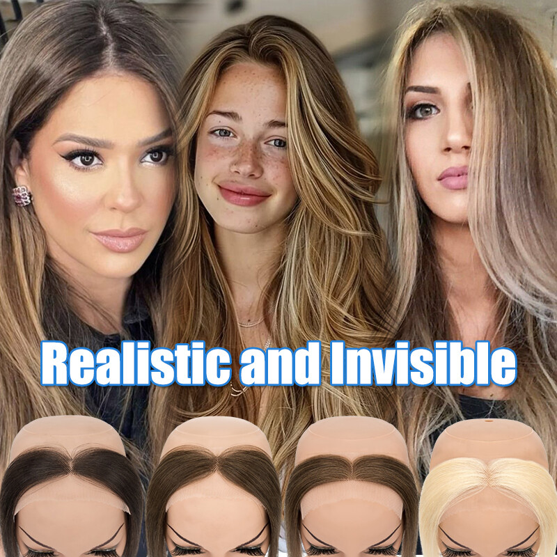 Lace Cover-up Hairline Human Women Hair Patch Piece Hand-Tied Topper Toupee Bang